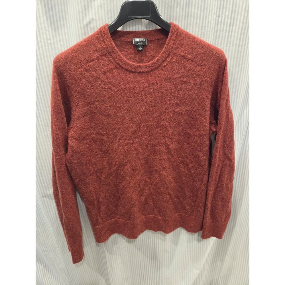 Todd Snyder Mohair Merino Wool Blend Crewneck Sweater Rust Red Orange Men's L